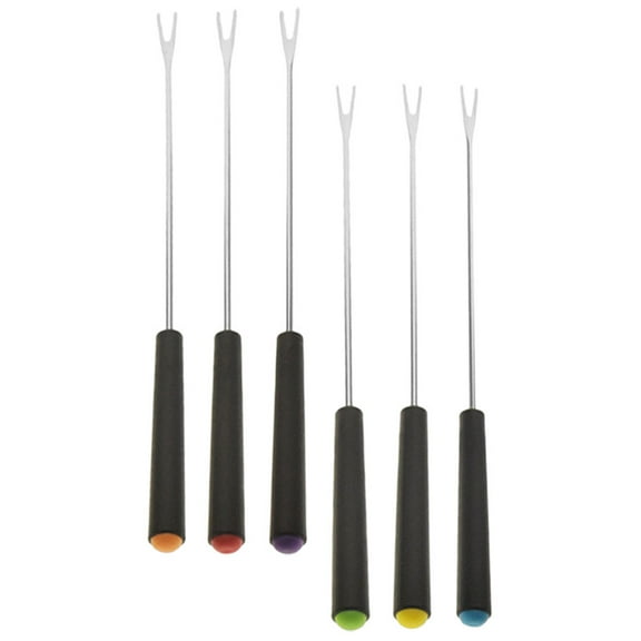 6pcs Stainless Steel Meat Fork Kitchen Roasting Fork Outdoor Grill Meat Skewers