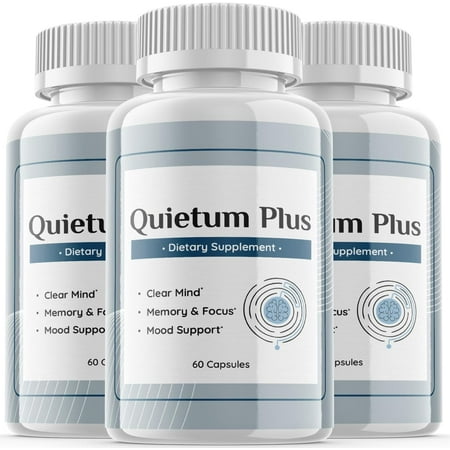 (3 Pack) Quietum Plus - Dietary Supplement for Hearing - Tinnitus Support for Healthy Middle and Inner Ear Structures, Cognitive and Nootropic Support, Nerves and Blood Supply - 180 Capsules