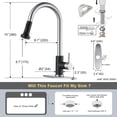 thumbnail image 7 of WOWOW Kitchen sink faucet, Black and Nickel kitchen faucet with pull-down spray, 360 degree rotating sprinkler, three spraying modes, pull-down faucet, stainless steel, single handle, high arc, 7 of 7