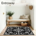 thumbnail image 3 of ODIKA 9'x12' Machine Washable Non-Slip Area Rug, Vintage Damask Scroll with Elegant Vine Details High Traffic Rug, Black, 554149, 3 of 7