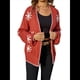 thumbnail image 1 of Suéter de Punto Tipo Cárdigan de Larga con Estampado de Copos de Nieve para Mujer, Abrigo Abierto por Delante. Naranja L, 1 of 10