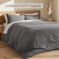 thumbnail image 3 of Bare Home Organic Cotton Duvet Cover Set, Percale Weave, Queen, Gray, 3 of 10