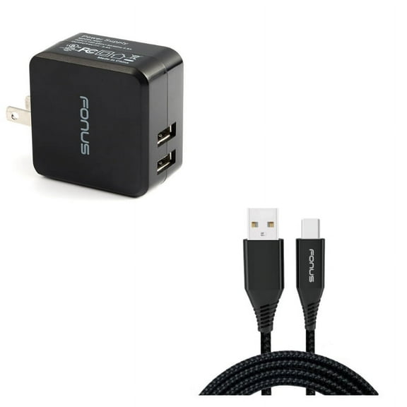 Type-C 6ft USB Cable w 17W Home Charger Z9K for Motorola Moto G7 Power Play G6 - Nokia 3.1, 7.1, 8, Plus - OnePlus 5T, 6, 6T, 7 Pro - Razer Phone 2 - RED Hydrogen One