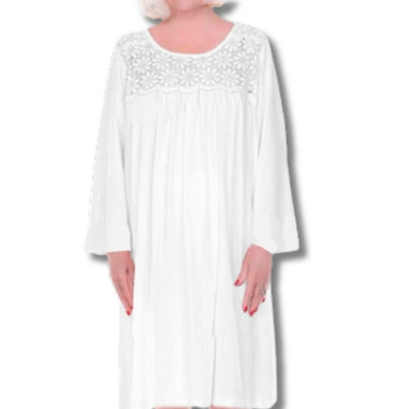 Dignity Pajamas Open Back Nightgown Gown Women-Hospital Gown,Long Sleeve Cotton Patient Gown for Elderly, Nursing Home and Bedridden Patients-WHITE-L/XL