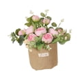 thumbnail image 3 of Adorno de flores colgantes artificiales flores en macetas artificiales flores falsas con una bolsa de arpillera para la oficina de cocina de la boda Rosa, 3 of 9