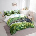 thumbnail image 2 of Castle Fairy Watercolor Jungle Train Bedding Comforter Set 7pcs for Kids, Whimsical Steam Locomotive Queen Bedding Sets for Bedroom, Green Black, 2 of 7