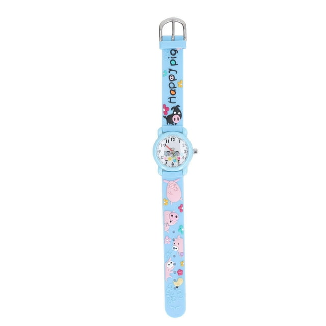 Relojes de juguete de dibujos animados en 3D, escala clara, decoración de cerdo lindo, reloj impermeable para niños de 3 a 8 años, escuela en casa, azul