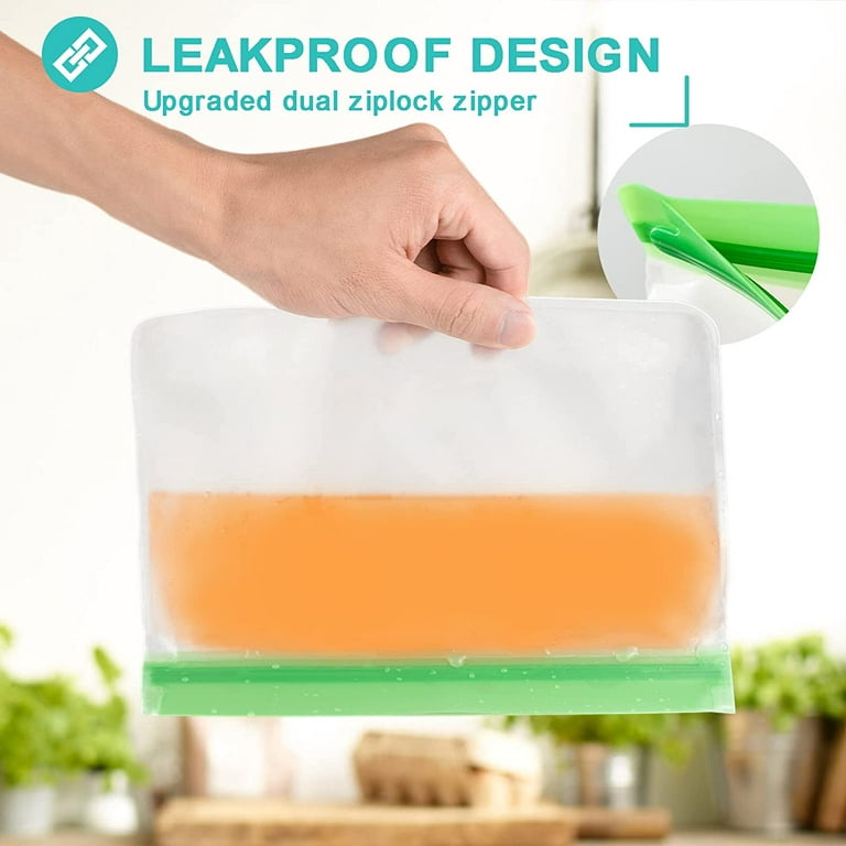 Dropship Green Reusable Food Storage Bags Stand Up - 12 Pack Leakproof Freezer  Bags - 4 Washable Gallon Bags + 4 Reusable Sandwich Bags + 4 Reusable Snack  Bags - Lunch Bags