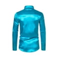 thumbnail image 4 of Frontwalk Men Dress Shirt Glossy Tops Luxury Mens Slim Fit Satin Silk Blue M, 4 of 5