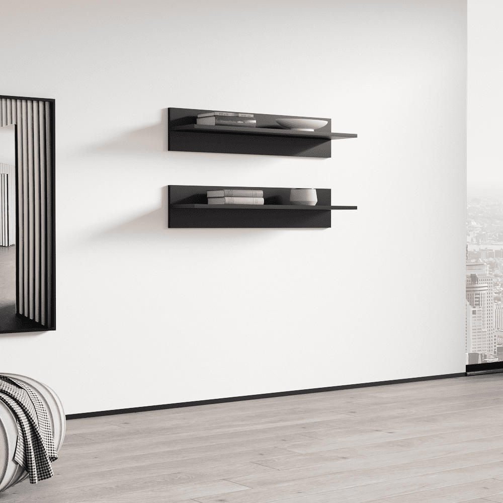 Fly Modular Wall Mounted Floating Shelf (Type-MX) Black