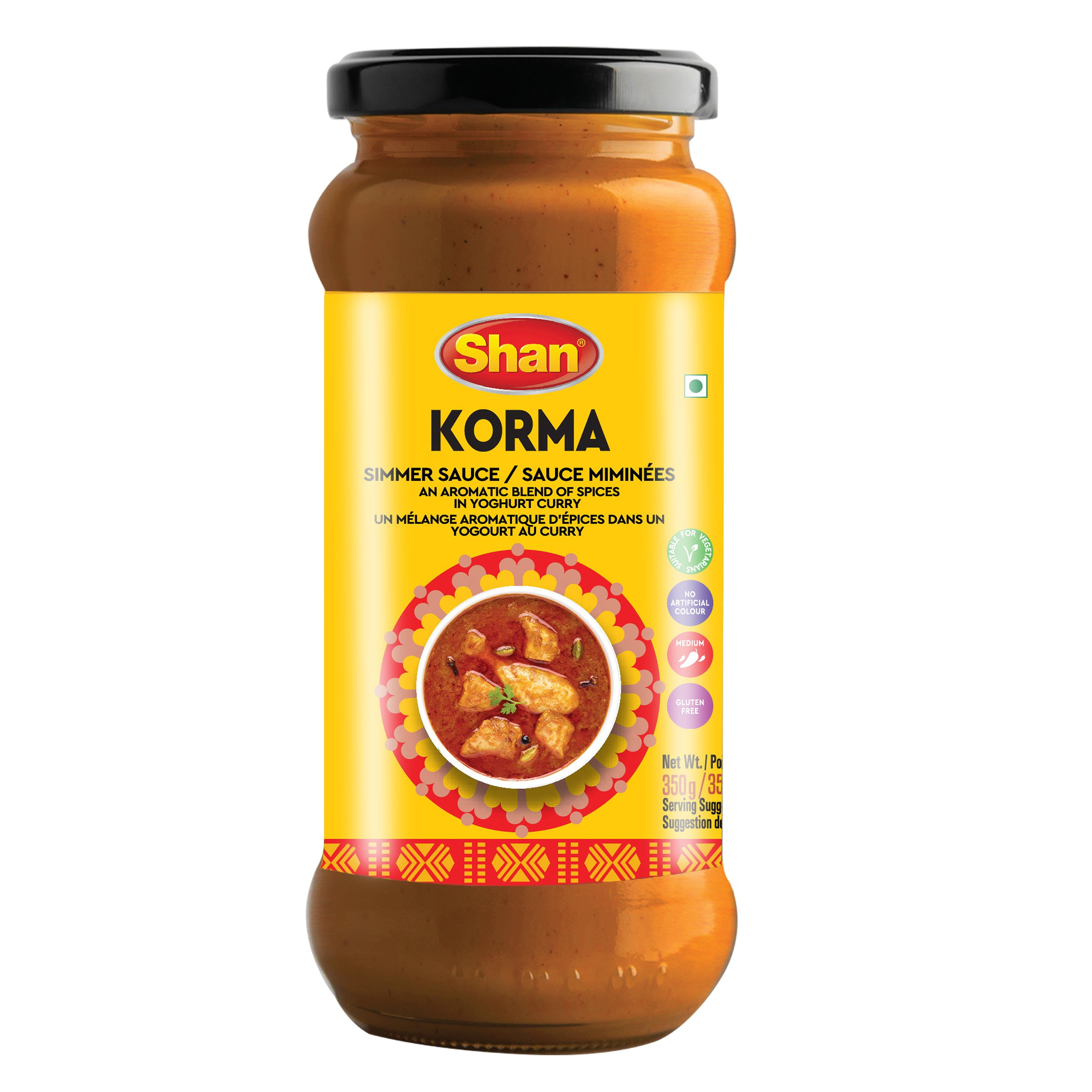 Shan Korma Cooking Sauce, 12.3oz (350g) – Authentic Mughlai-Style Simmer Sauce for Chicken, Beef & Vegetables – Rich & Aromatic Blend with Yogurt, Garlic & Traditional Spices – Easy One-Pot Curry, Shan Cooking Sauce Korma 6X350G