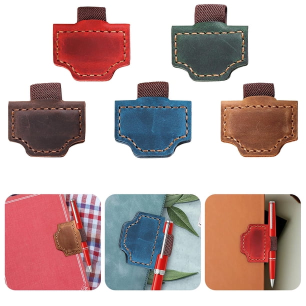 Portabolígrafos magnético para marcadores • Cuero de grano completo • Accesorio multifunción para lectura • Pinza magnética para libros y revistas