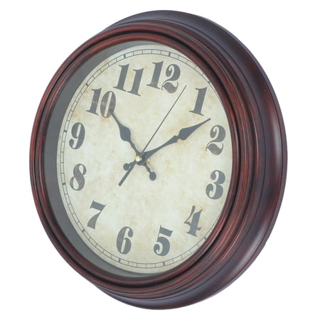 Alasum Quiet Non Ticking Wall Clock Dark Brown Retro Style Large Roman Numerals for Living Room