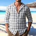 thumbnail image 2 of RUTAYY Men's Shirts Plaid Hooded Long Sleeve Lightweight Casual Button Up Everyday Wear Outdoor Activities Travel Elegant Blouse, 2 of 9
