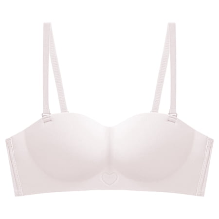 khonts,Women's Seamless Adjustable Strap Bras Push up Smoothing Back Bandeau Underwire Lightly Lined Cups Bralettes Light Pink 36