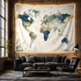thumbnail image 5 of Watercolor World Map with Crescent Moon and Botanicals, Dreamy Boho Style for Travel Lovers, Celestial Wall Art, Graduation Gift, Tapestry Wall Hanging for Bedroom and Dorm, 5 of 6
