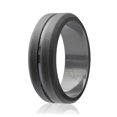 thumbnail image 1 of Alianza de boda de silicona - Línea media grabada - Gris de ROQ para hombre - Anillo de 11 mm, 1 of 2
