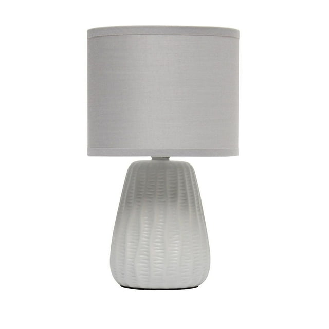 Simple Designs 11.02" Traditional Mini Modern Ceramic Texture Pastel Accent Bedside Table Desk Lamp with Matching Fabric Shade for Bedroom, Nightstand, Living Room, Entryway