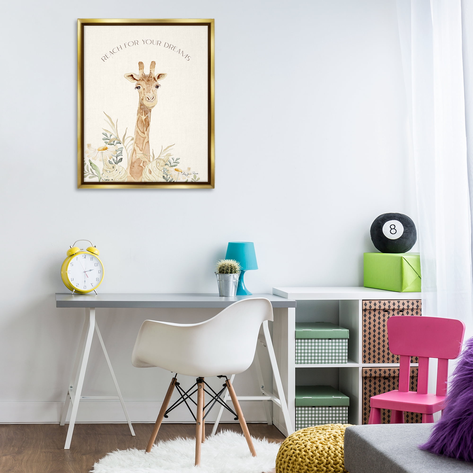 Stupell Industries Reach For Your Dreams Animals & Insects Painting Gold Floater Framed Art Print Wall Art, 25 x 31