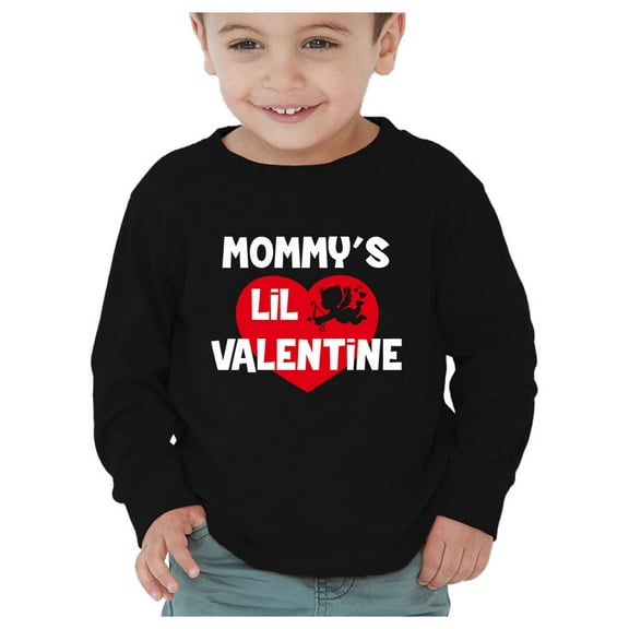 Tstars Boys Unisex Valentine's Day Shirts for Kids Love Mommys Lil Valentine Cute Gift for Valentine's Day Outfit Gift Idea for Boy Kids Long Sleeve T Shirt