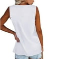 thumbnail image 5 of Brilliant Women Tops on Sale under $10 Women Solid Button Round-Neck Blouse Casual Loose Summer Sleeveless Tank Clearance, 5 of 7