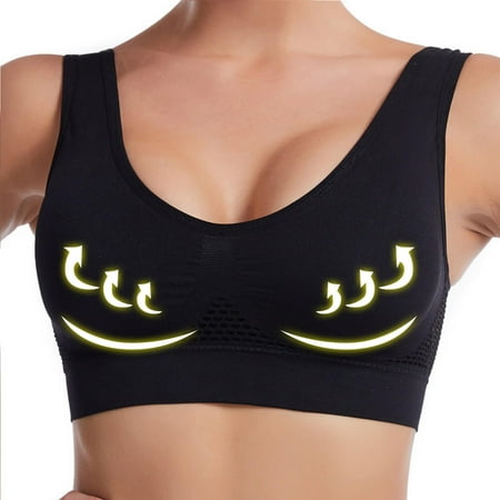 BXJX Sports Bras for Women Traceless No Steel Ring Vest Breathable Plus Size Push-up Comfortable Vest Bra Black Size L