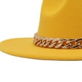 thumbnail image 3 of Jazz Hat Women Wide Brim with Gold Chain Fashionable Panama , Yellow Yellow, 3 of 4