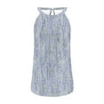 thumbnail image 3 of Jewelreauty High Neck Tank Tops for Women Summer Sleeveless Pleated Printed Shirts Casual Loose Trendy Tops (2XL, Blue), 3 of 3