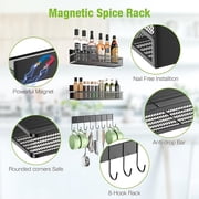 Hangfan refrigerator magnetic spice rack, 4-piece set of 100% metal strong magnetic rack, space saving spice storage rack, household kitchen and laundry storage rack, with tissue holder and hook.