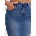 thumbnail image 5 of DARING DIVA Women's Slit Stretch Below Knee Length Denim Skirts Large Blue, 5 of 7