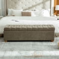 thumbnail image 3 of S-HOME 60.2 Inch Wide Chenille Upholstered Storage Bench With Tufted Flip-Top Design For Living Room And Bedroom Use，taupe, 3 of 8