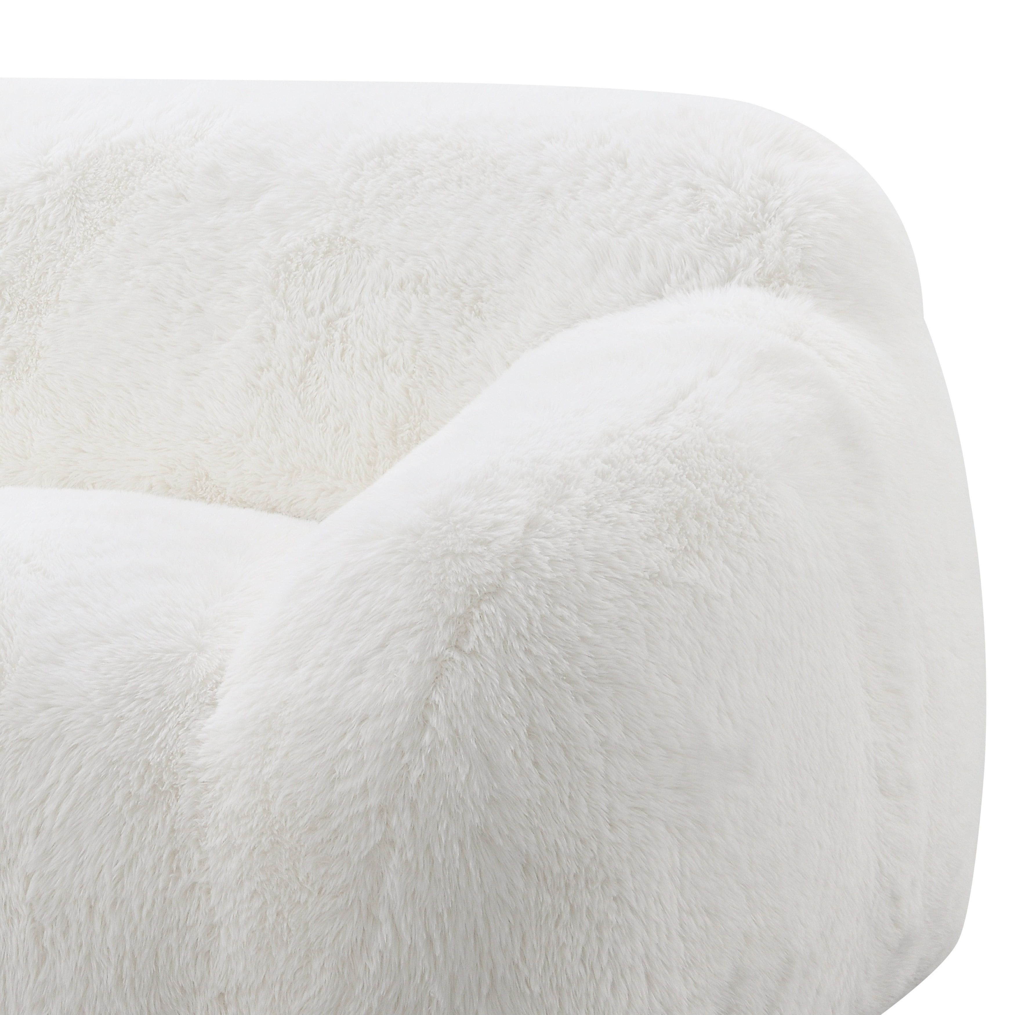 Roundhill Furniture Adell Polar Bear Faux Fur Swivel Cuddle Chair, Ivory White