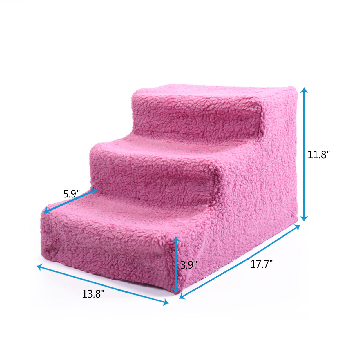 Coziwow Pet Stairs 3 Steps Indoor Dog Cat Steps Removable Washable Pets Ramp Ladder Pink - image 2 of 10