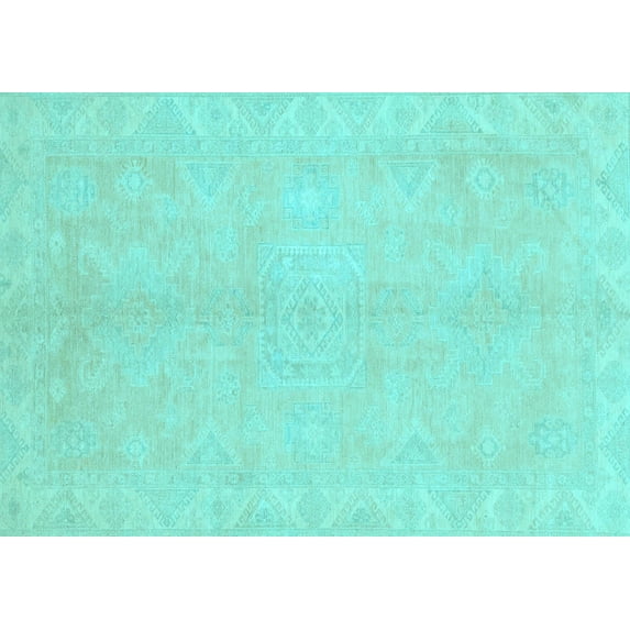 Ahgly Company Indoor Rectangle Abstract Light Blue Modern Area Rugs, 2' x 5'