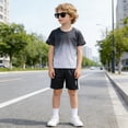 thumbnail image 2 of NOLDARES Toddler Baby Boy Summer Outfits Excavator Embroidery Short Sleeve T-Shirt Top Shorts Set Blazer,9-10 Y, 2 of 5