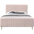 thumbnail image 3 of Meridian Furniture Zara Contemporary Queen Bed with Gold Legs and Slats, Pink Velvet, 3 of 6