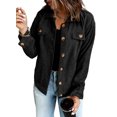 thumbnail image 1 of Asyoly Womens Corduroy Shacket Jackets Button Down Long Sleeve Solid Color Casual Lapel Coat Outwear With Pockets, 1 of 7
