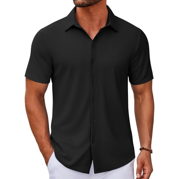 COOFANDY Button Up Short Sleeve Shirts for Men Business Casual Dress Shirt Regular Fit