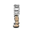 thumbnail image 6 of BLISSFUL STEP Women Strappy Straps Lace Up Stiletto Heel Sandals Black 9, 6 of 8