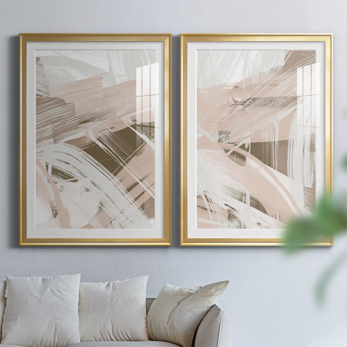 Wexford Home Earthtone Swipe I Premium Framed Print, 26.5" x 36.5" - Ready to Hang, Gold (Set of 2)