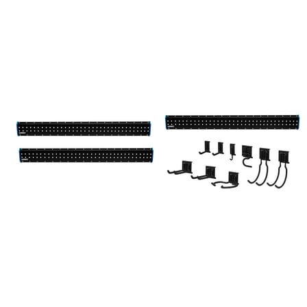 HART 18-Piece Garage Storage Rail Starter Kit, Compatible with HART Storage and Standard Peg Hooks, New Condition