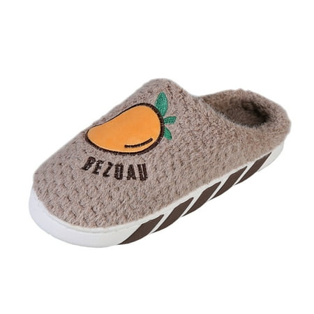 

Paptzroi Ladies Fashion Fruit Embroidery Plush Shoes Closed Toe Flat Cotton Slippers Women Wedge Slide Womens Slippers with Arch Support Narrow Heel