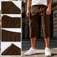 thumbnail image 2 of Trgacdwlo Cargo Capri Pants for Men Breathable Baggy 3/4 Shorts Pants with Pocket Elastic Waist Summer Hiking Pants for Men Coffee M, 2 of 9