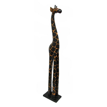 3 Foot Tall Hand Carved Wooden Giraffe Statue Decor 3 Foot Tall Hand Carved Wooden Giraffe Statue Decor
