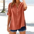 thumbnail image 2 of Women Blouses Casual Shirts V Neck Long Sleeve Solid Color Button Comfy Ladies Shirt, 2 of 7