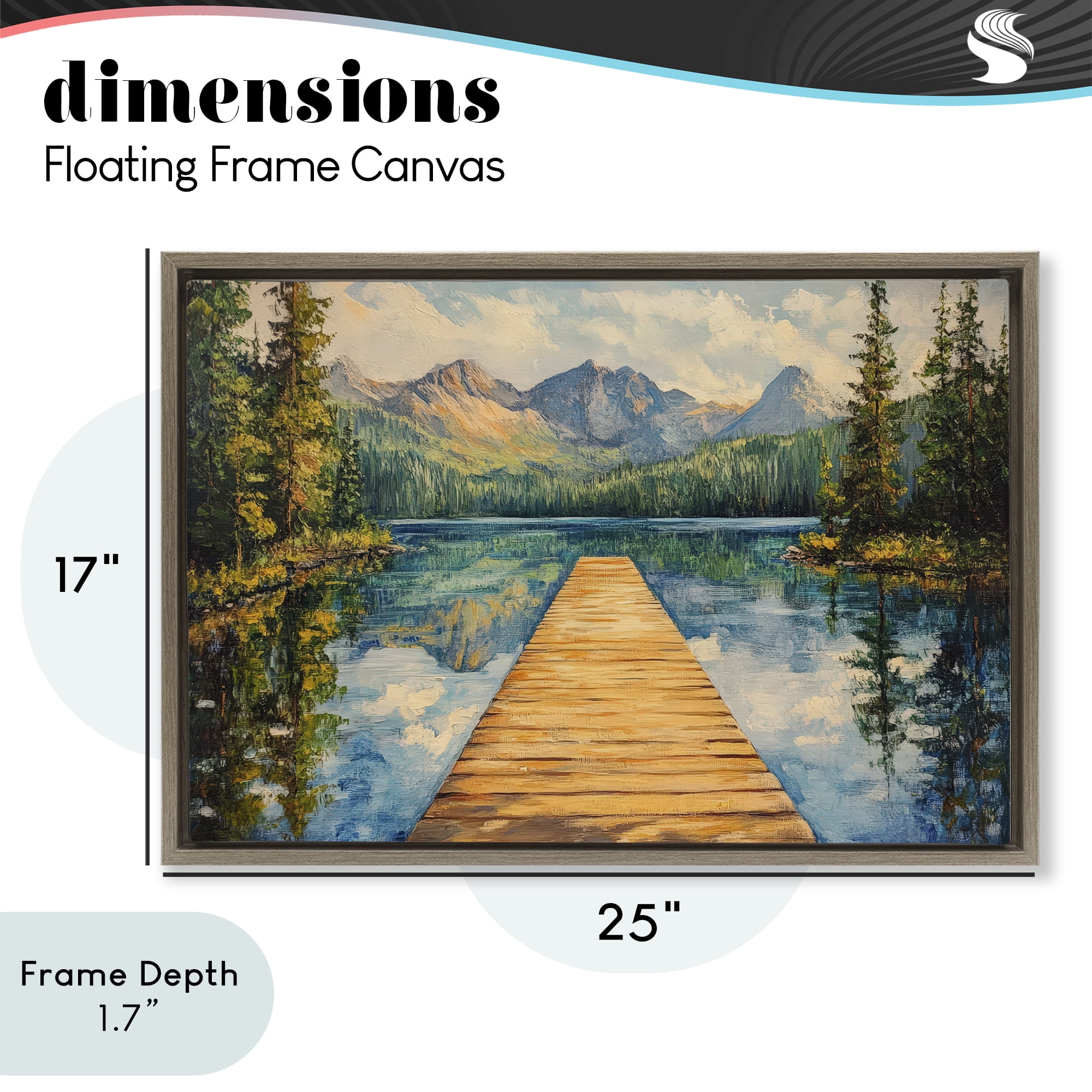 Stupell Industries Dock in The Mountains Brown Framed Floater Canvas Wall Art, design by Petal Prints Design