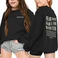 thumbnail image 2 of Zylarhe Girls Boys Sweatshirt Girls Winter Pullover Hoodie Soft Casual Round Neck Sweater Comfortable Daily Wear Outfit For Kids Ages 3-14 Years Black 7-8 Years, 2 of 7