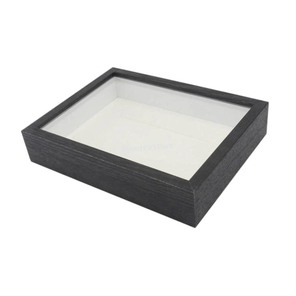 Luzkey DIY Shadow Box Wood Frame DIY Memory Tabletop Wood Memory Display Dried Flower Display Box for Travel Tickets Picture Bouquet Black