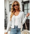 thumbnail image 6 of Women'S Long Sleeve V-Neck Button Down Cardigan Knit Shrugs Sweater White XL, 6 of 7