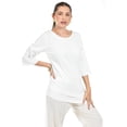 thumbnail image 2 of Blusa de lino corte asimetrico Roman Fashion /Juvenil, 0340 (Blanco) blanco M, 2 of 5